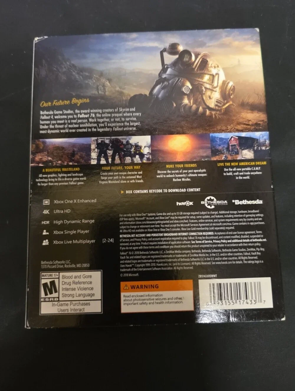 Xbox One Fallout 76 Steelbook Edition Disc Controller Skin 2018 - Picture 3 of 10
